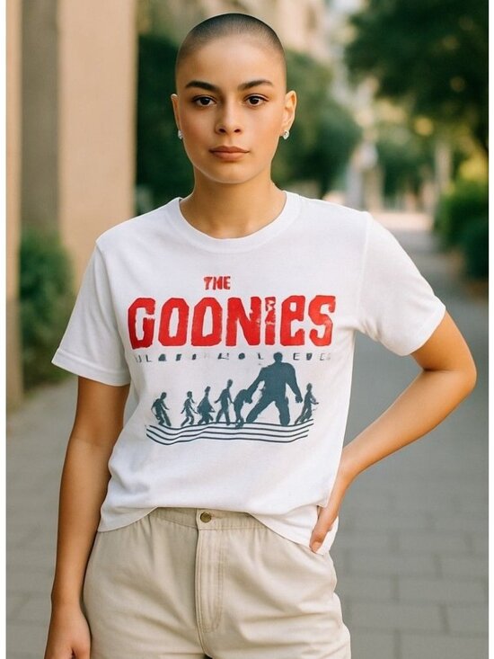 The Goonies Tops - The Goonies Movie Tee Womens White Red Black Graphics